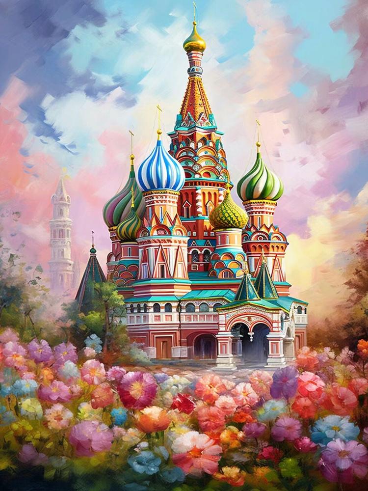 Diamond Painting Castle Russia 5DDIY Diamond Flower Picture Embroidery Landscape Church Mosaic  Kit Handmade Hobbies Decoration