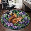 Squirrel And Acorns Stained Glass round carpet Chair cushion Round Entryway Rug, Soft Round Rugs for Living Room, Bedroom, Circle Carpet decor gifts