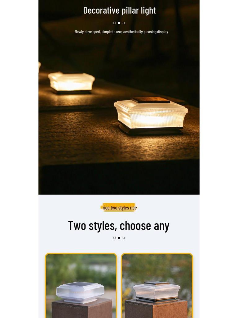 Wasserdichte Solar-Pfeiler- und Torpfostenleuchte für den Außenbereich für Hof und Zaun