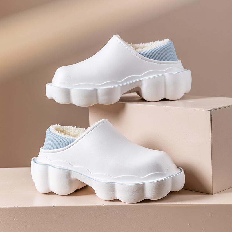 Cotton Slippers Women's Winter Home Couple Velvet Warm Thick Sole Non-slip Waterproof Simple Cotton Shoes Men's Outer Wear