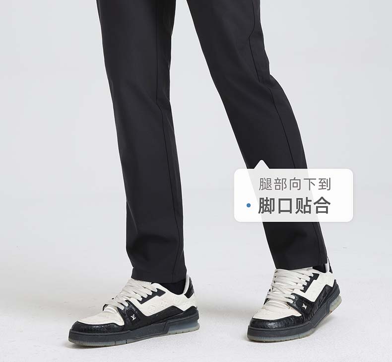 Langdeng Men's Long Staple Cotton Breathable Straight Leg Casual Pants