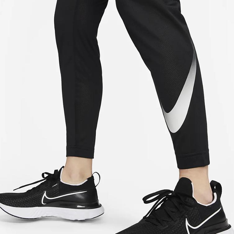 Nike Calças de Treino Dri-FIT Swoosh Run de Cintura Alta e Perna Reta Femininas Pretas DX0955-010
