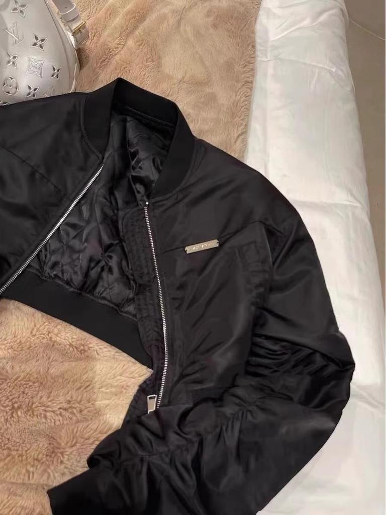 2026 Spring Korean-Style Puffy Sleeve Shoulder Pad Loose Baseball Jacket for Women