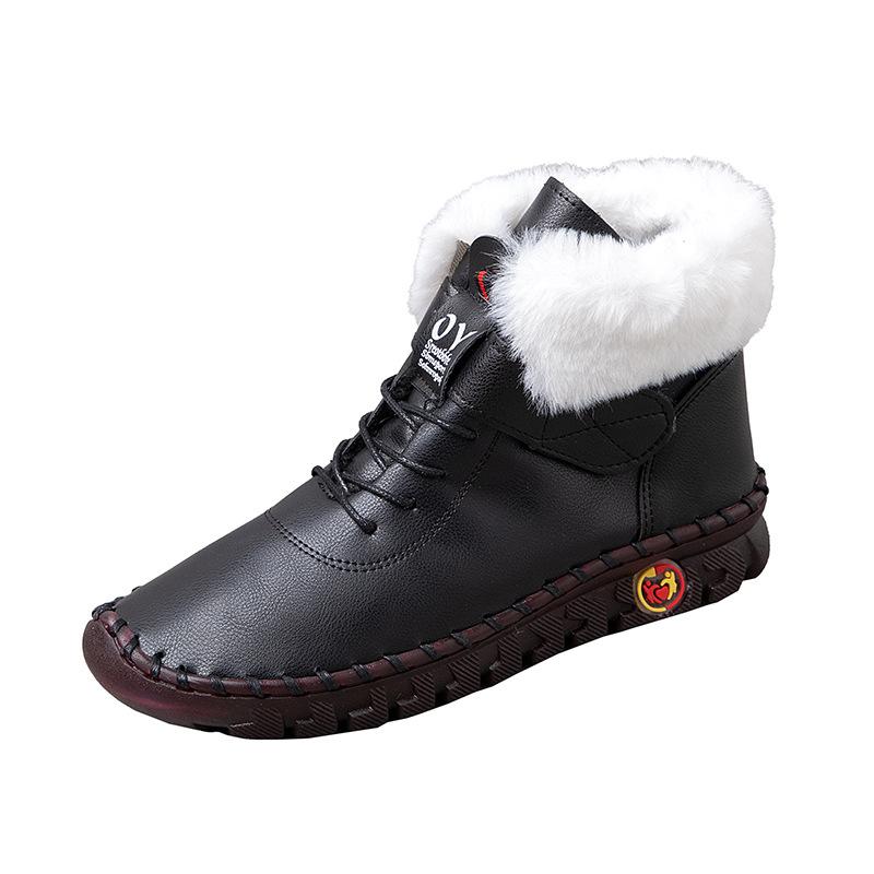 

Женские зимние ботинки, модные ботильоны ручной работы для женщин, теплые короткие кожаные ботинки, женская водонепроницаемая хлопковая обувь Botas Mujer 35