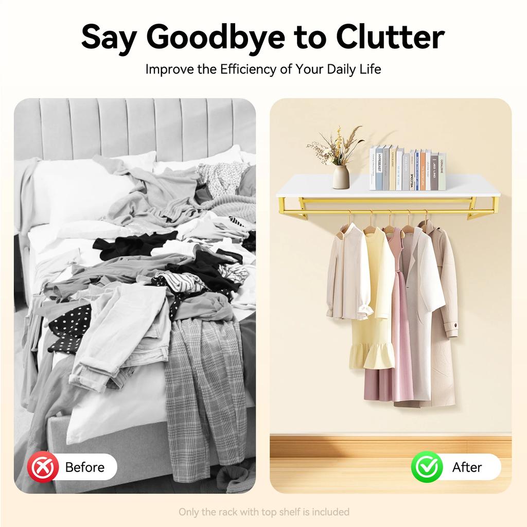 Wall-Mounted Clothes Rack, Modern Minimalist Heavy Metal Display Rack for Clothing Stores, Clothes Bar,Garment Hanger,Towel Rack