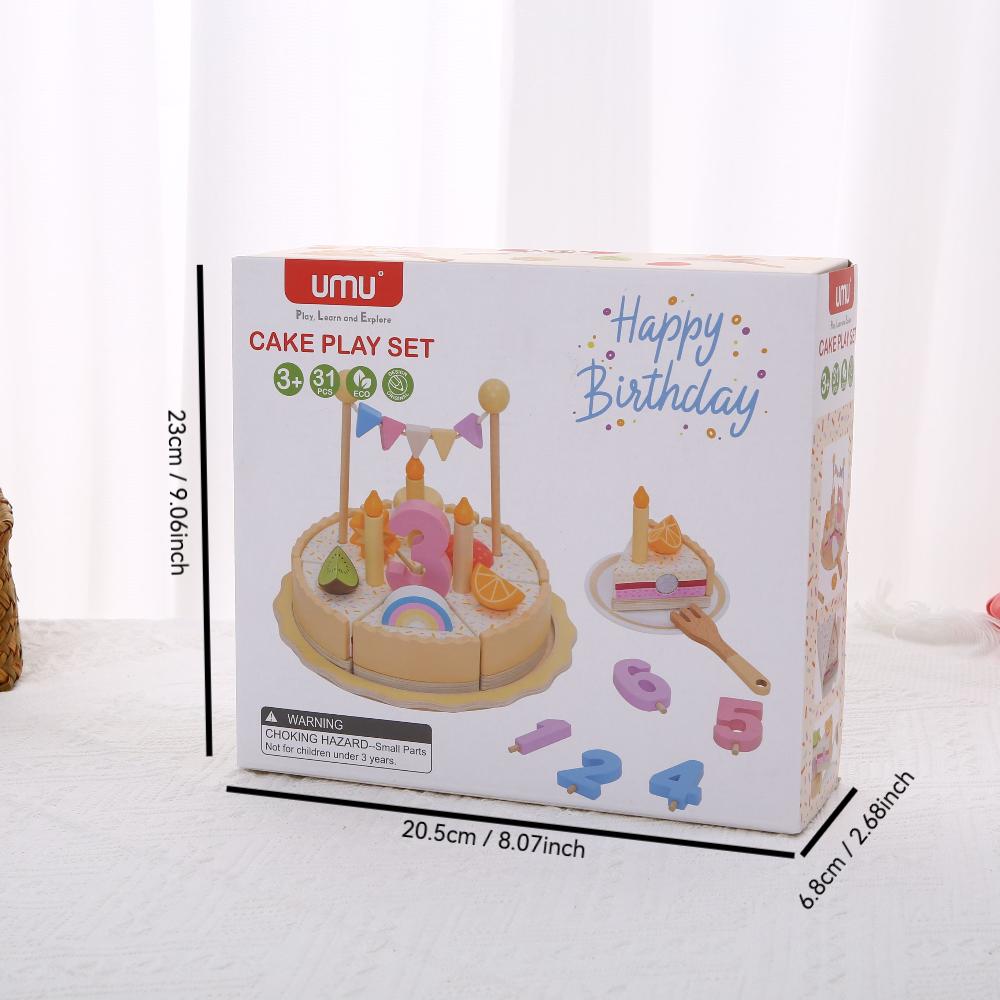 Children's Simulation Wooden Birthday Cake Toys Pretend Play Cutting Food Game Children Role Play Toy Gifts for Boy Girl