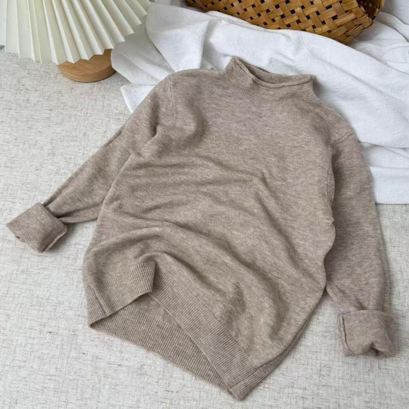 2025 Kids' Trendy Wool Sweater - Half High Neck Pullover for Boys & Girls, Autumn/Winter Base Layer.