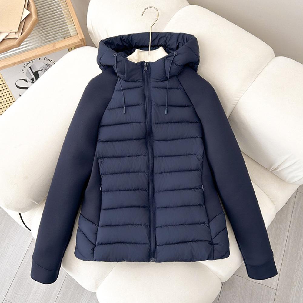 Women's Hooded Long Sleeve Coat Fitted Casual Lightweight Puffer Jacket for Winter Wear