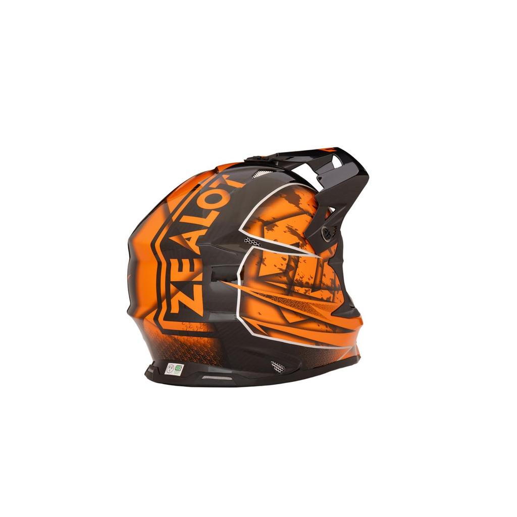 ZEALOT Mud Jumper II Carbon Hybrid Graphic Off-Road Helmet, Standard, Orange, XXL, 63-64cm (MJC0017/XXL)