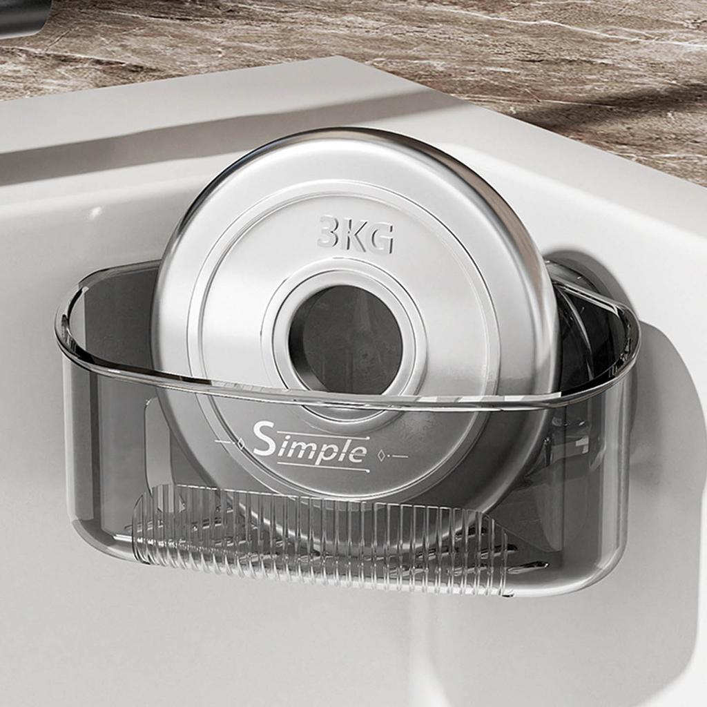Suction Cup Corner Sponge Holder With Drain Holes Waterproof ABS Plastic Organizer For Kitchen Sink Bathroom Storage
