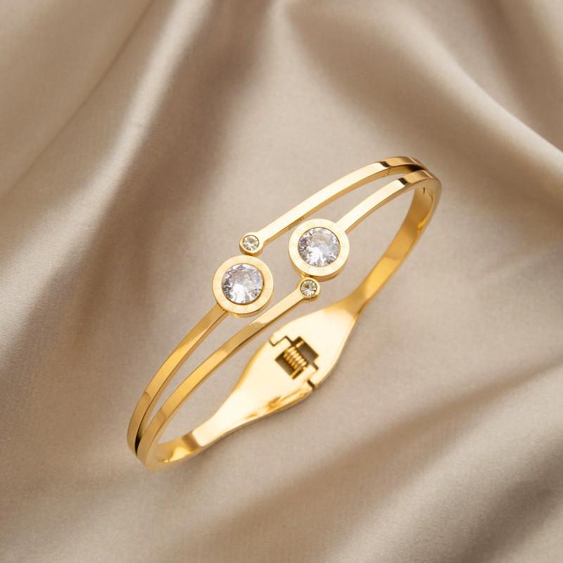 Leichter Luxus High-End Voll Diamant Titanstahl Armreif - Damen Modischer Temperament Schmuck