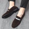 Fashion Luxury Fashion Designer New Black Brown Suede Leather Formal Shoes For Men Slip On Loafter Wedding Dress Homecoming