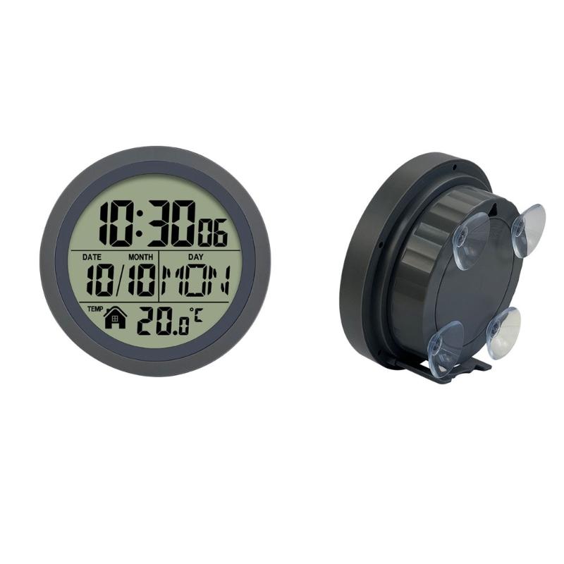 Large Digital Wall Clock with Date Day Temperature Battery Operated Bathroom Clock Shower Clock with Suction Cup Gift