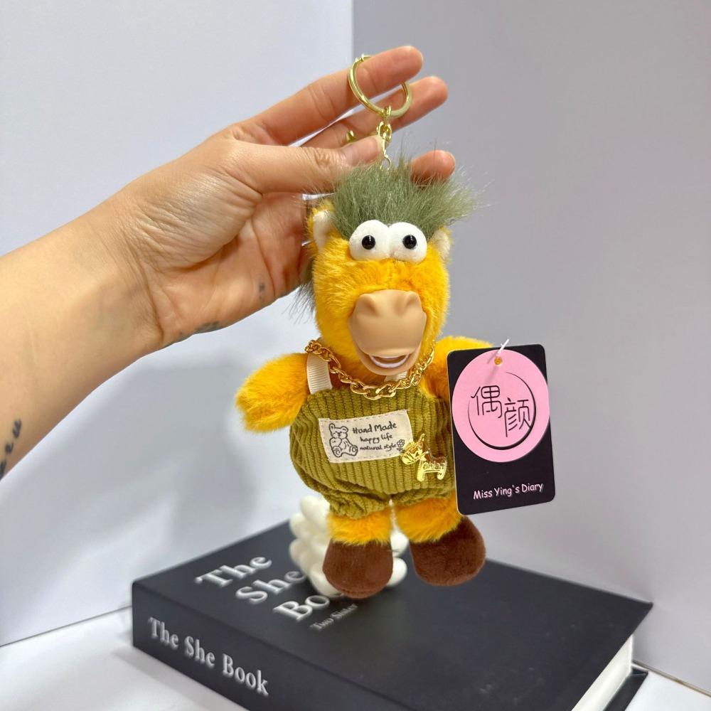 

Creative Plush Horse Key Chain Fun Stuffed Animal Keyring Cartoon Steed Doll Car Decoration Style 4