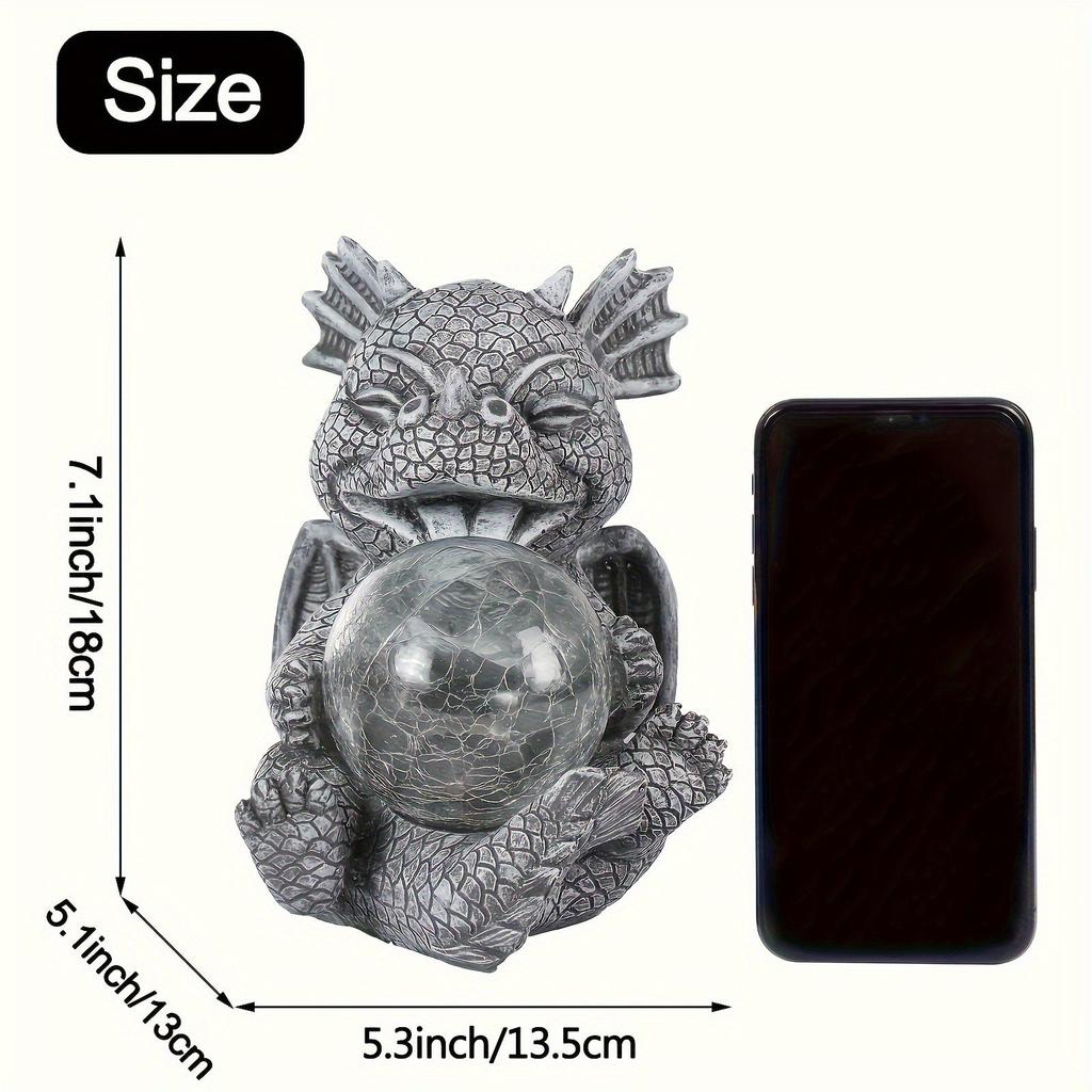 Solarbetriebene Mondlampe, Gartendekoration für den Außenbereich, Kunsthandwerkliche Harz-Drachenskulptur-Ornament