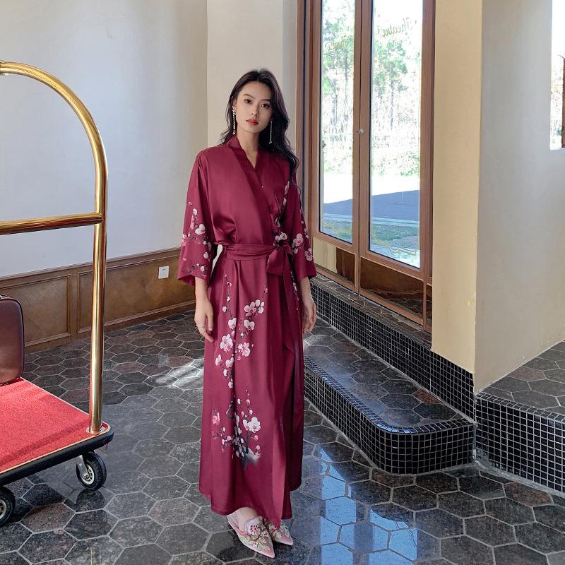 Yao Ting Women's Plus Size Satin Chiffon Pajamas - Summer Ice Silk Luxury Sleepwear & Bathrobe Set