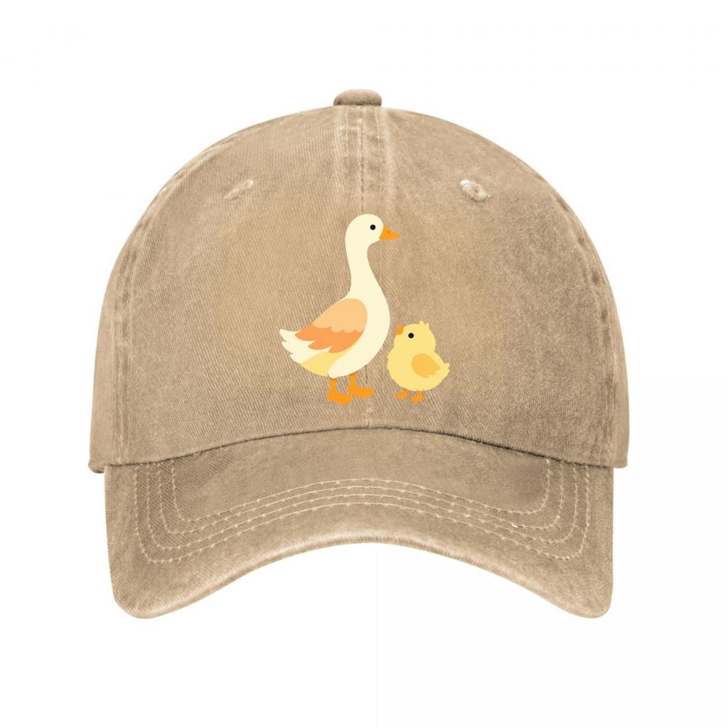 Playful Goose And Chick Duo Graphic Washed Baseball Cap Outdoor For Womens Unisex FeUnisex Dad Hat