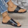 Women's fashionable toe strap buckle versatile casual non flat slippers
