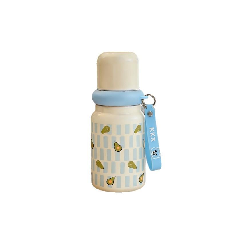 Cartoon cute thermos cup student portable stainless steel water cup children go to school rope anti-drop sports kettle
