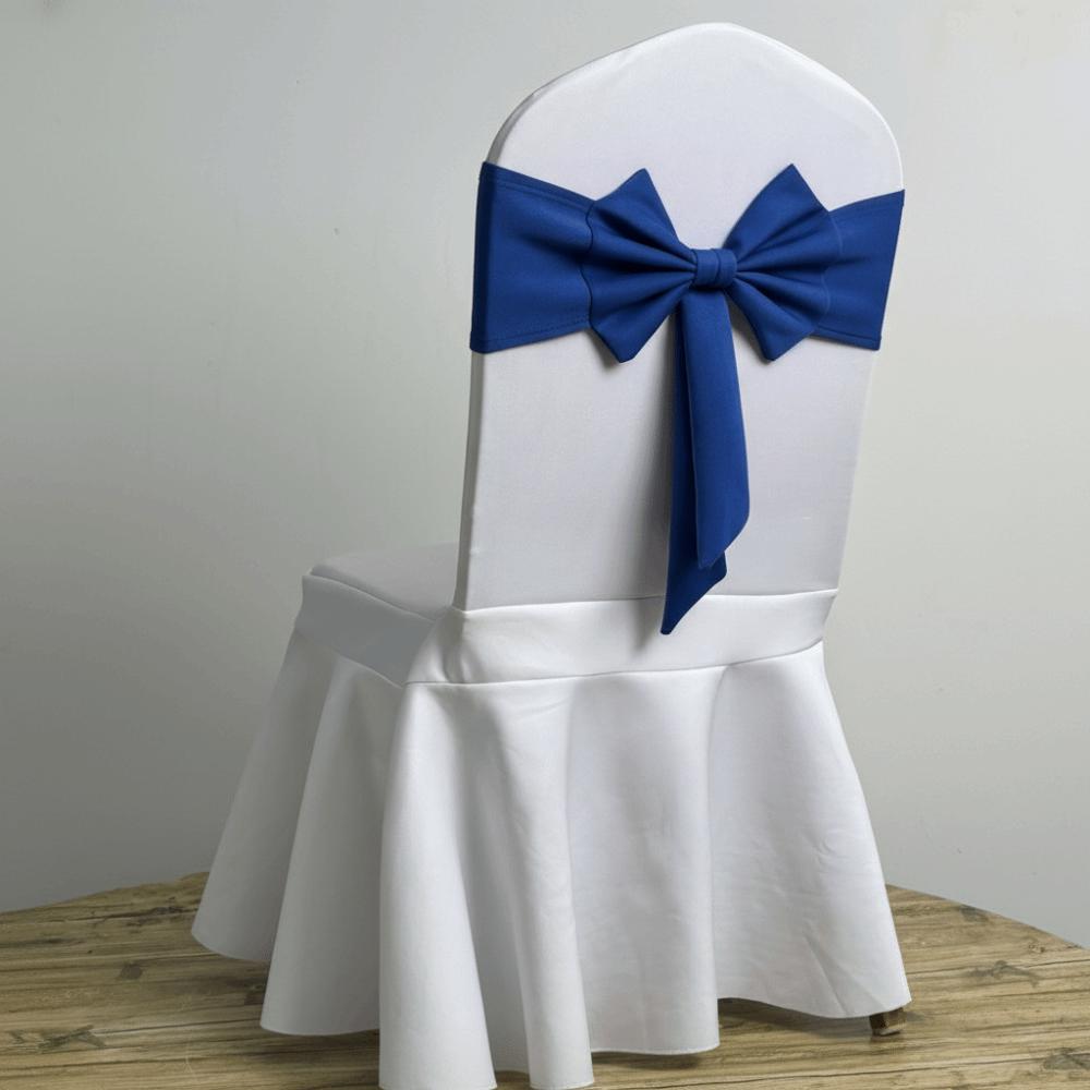Spandex Chair Sash Ready Made Satin Ribbon Bows Chair Bands  Wedding Banquet Events Decoration
