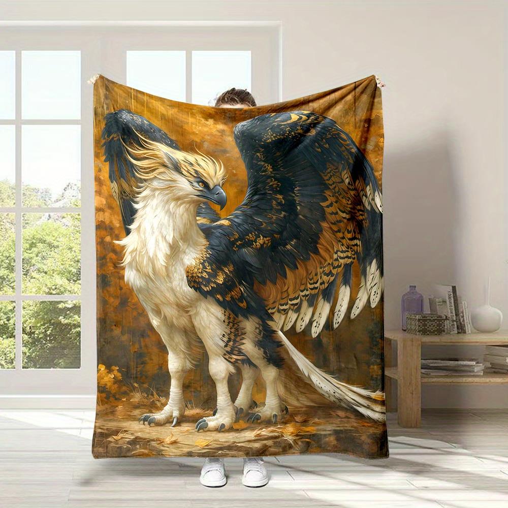 

Mythical Eagle and Lion Pattern Flannel printed blanket suitable for all seasons suitable for living room office sofa and travel 75x100cm