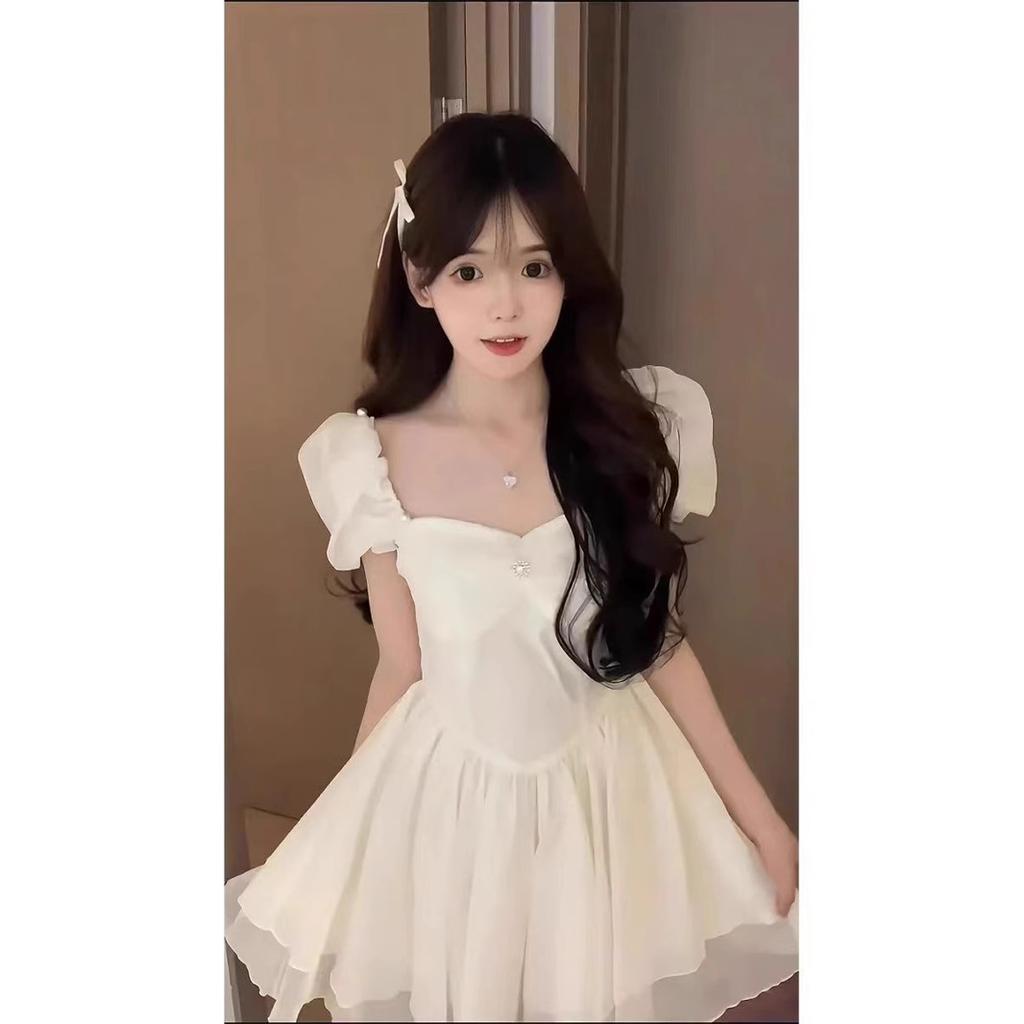 Princess On the Run Dress Women's Summer Short-sleeved Super Fairy Temperament Gentle Engagement Certificate French Retro Little White Skirt
