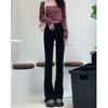 Flared pants, high-waisted jeans, women's spring and autumn new slightly stretched and thin floor-mopping horseshoe pants