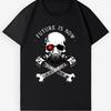 Unisex Future Is Now Cyberpunk Skull T-Shirt-Gas Mask & Piston Crossbones Tee