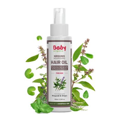 Babyorgano Nirgundi Nourishing Hair Oil for 3+ Years Kids - 2X Stronger Healthy Hair Growth | Prevents Dryness | Made with Shigru,Japapushpa - 100ml