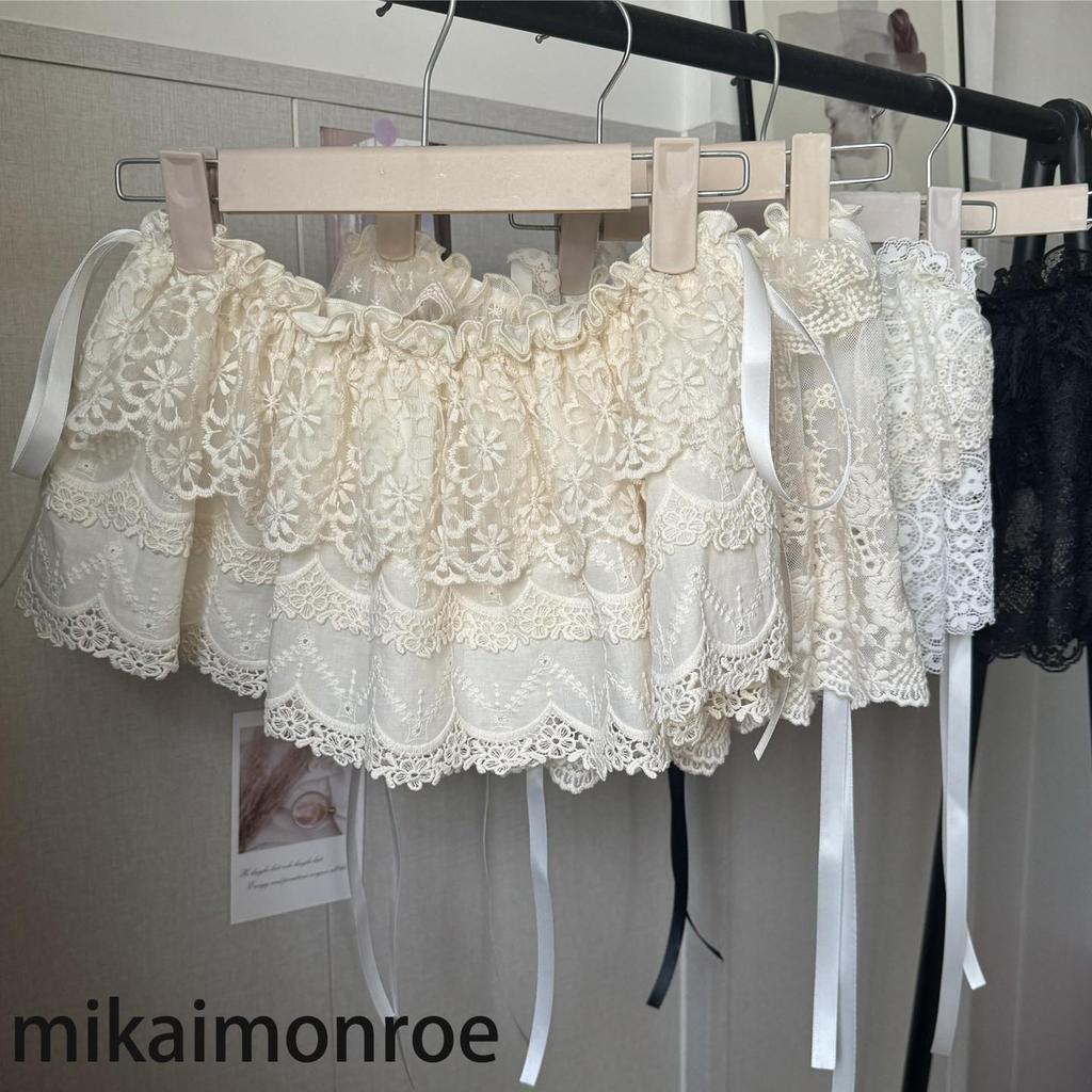 French Sweet Lace Panty Skirt: Women's Layered Slimming Skirt with White Lace Hem, Fake Two-Piece Design