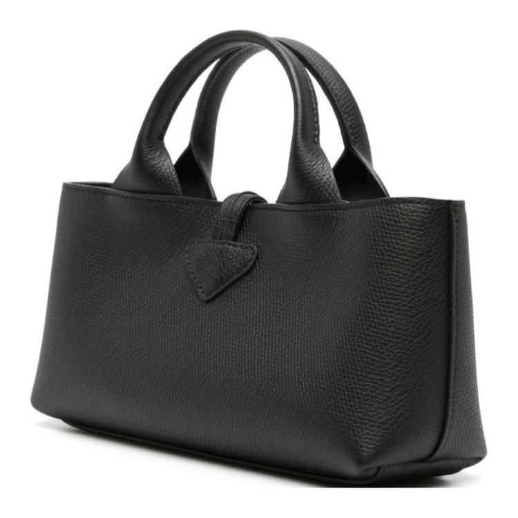 Longchamp Le Roseau Gümüş Aksesuarlı Küçük Dana Derisi Omuz Çapraz Gövde El Çantası Kadın El Çantaları Siyah 10280HFP001