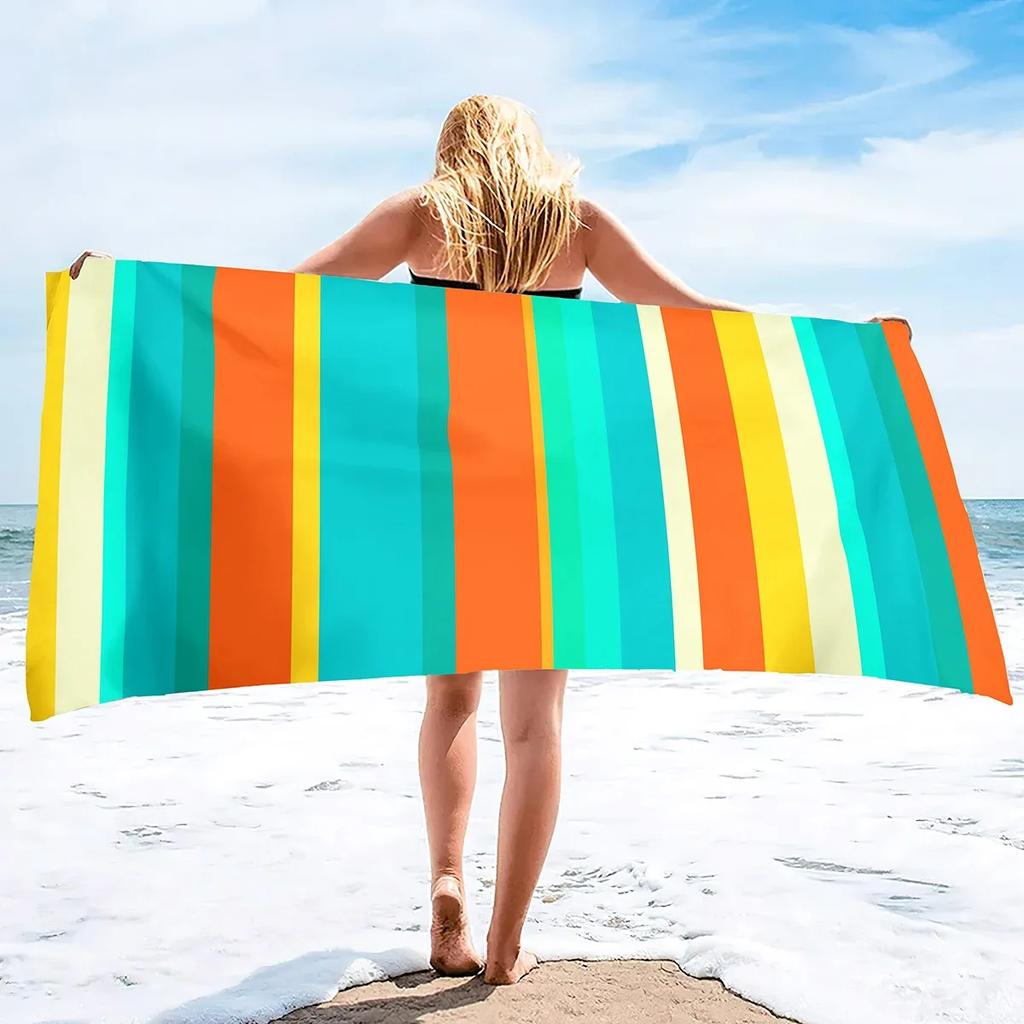 Oversize Ręcznik Plażowy Pluszowy Grubość Duży Ręcznik Basenowy, Pasiasty Szybkoschnący Ręcznik Pływacki Miękki Chłonny Bez Piasku Ręczniki Kąpielowe