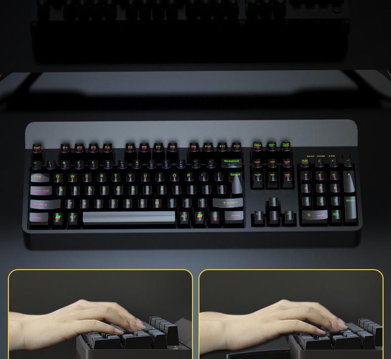 Women's 87-Key Mechanical Keyboard Wrist Rest & Desk Storage Box for Office Typing and Coding.