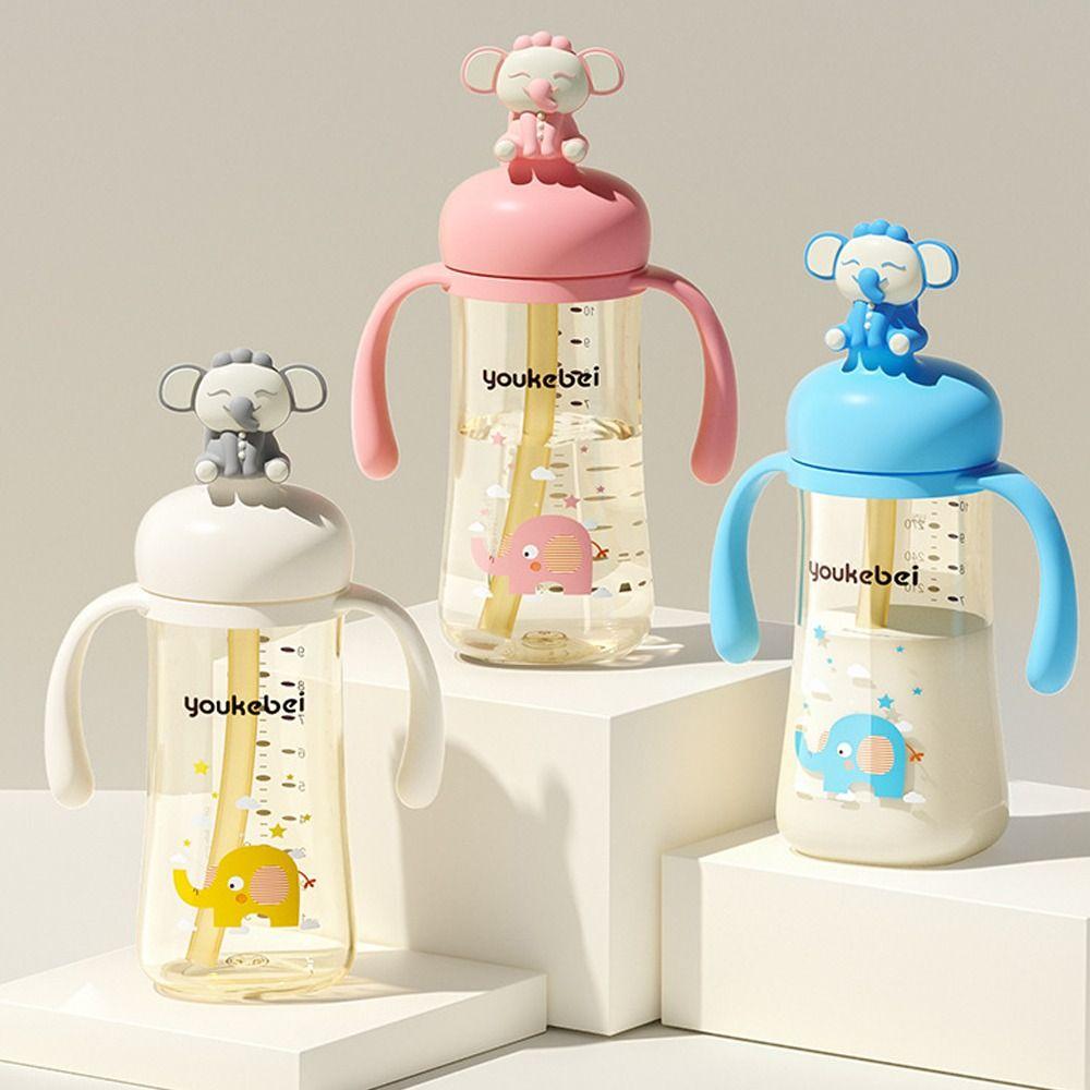 with Handle Baby Bottle 300ML Silicone Straw  Bottle New PPSU Water Cup  Baby Feeding Supply
