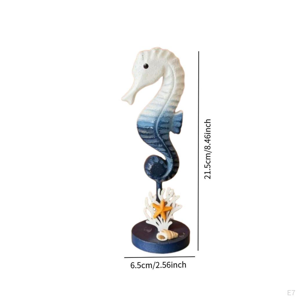 Sea Horse Figurine Seahorse Statue Beach Decoration Wooden for Cafe Hotel Home