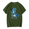 Protogen Furry Fursuit Fursona Meeresblau Muster T-Shirt Langarm Vintage Gewaschen Unisex Freizeitmode Weich Stilvoll