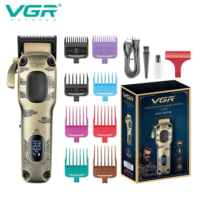 

New VGR V-027 Universal High-quality Metal Hair Clipper Hair Salon Electric Men s Trimmer Digital Oil-displaying Head Household Electric Razor Shaver дубильная кора