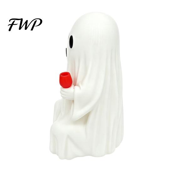 Ghost Decor for Halloween 3D Printed Figurine with Wine Glass, Funny Desktop Exquisite PLA Resin Crafts Statue, Novelty Tabletop Ornament Party Prank