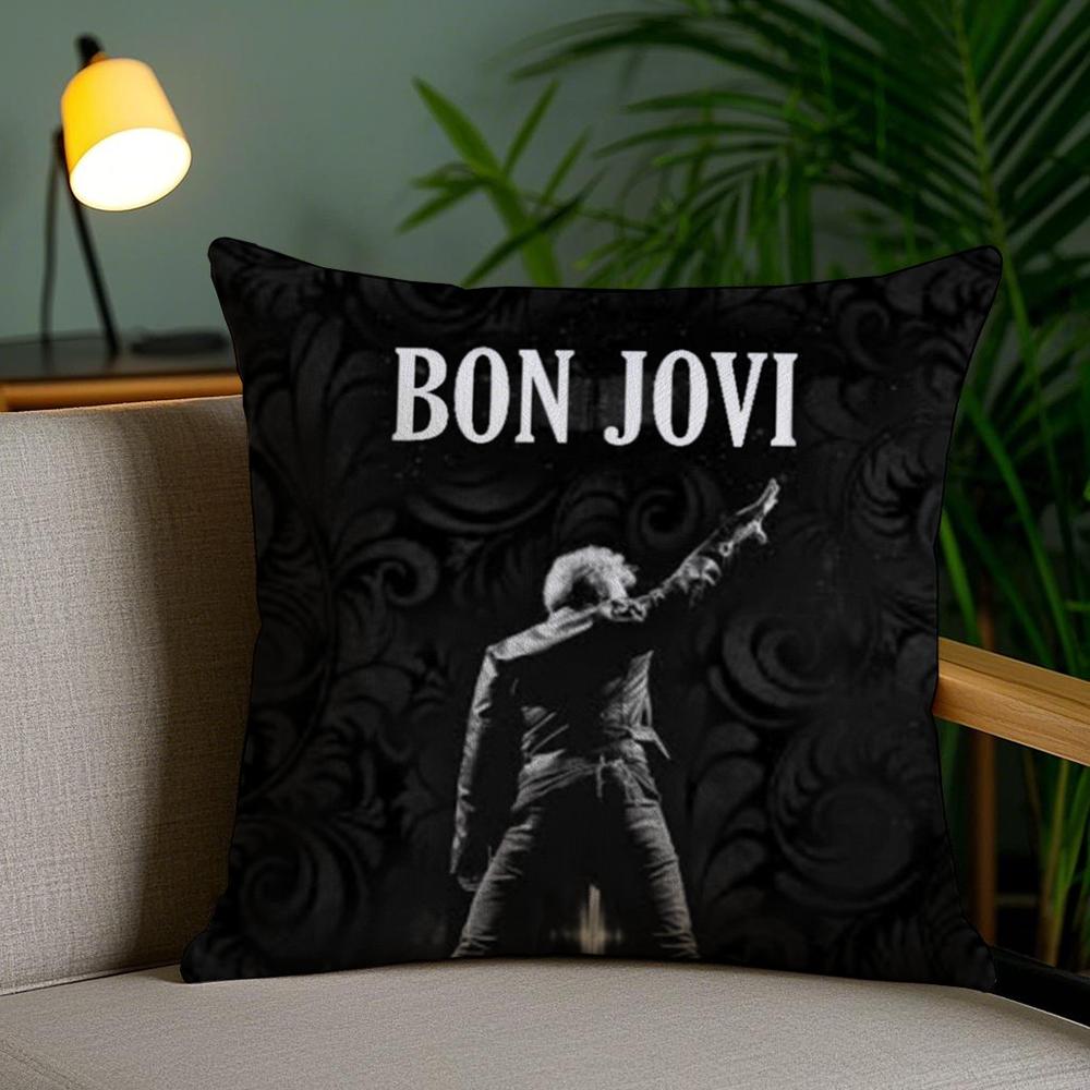B-Bon J-Jovi Band Cushion Cover Soft Short Plush Double-Sided Printing Home Decor Machine Washable Pillow Case Gift