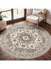 Waschbarer orientalischer Teppich - Runde Teppiche für das Wohnzimmer Weicher Teppich für das Schlafzimmer Wasserdicht Blumenmuster Used Fleckenresistent