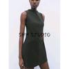 Spring New Women clothes French style Black Dress Pleat Stand Collar Soft Straight Mini Dress 1058151