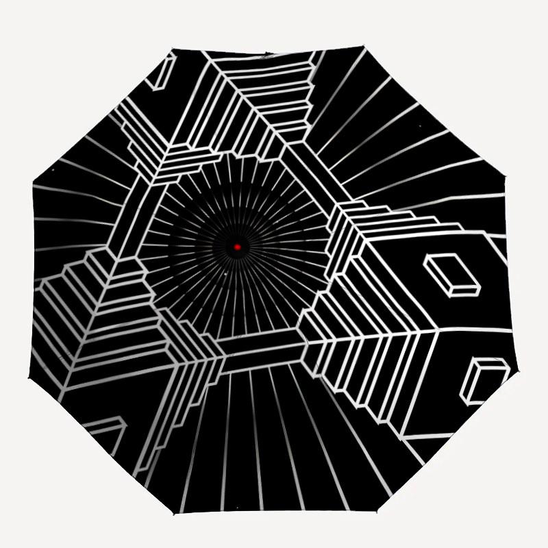 

1pc Geometric Pattern Automatic Open/Close Umbrella Compact Folding Umbrella, All-Season Portable Umbrella for Women/Men, Perfect Gift for Birthday