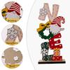 1PC Wood Adorn Decorations Dwarf Elderly English Ornaments Prints Festival Christmas Gift Desktop