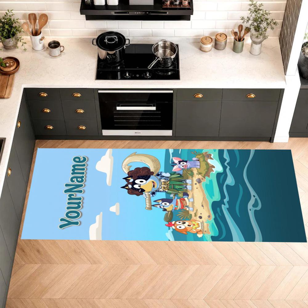Bluey Customize Your Name Kitchen Rug Runner Rug Laundry Mat Hallway Entryway The Best Gift Choice