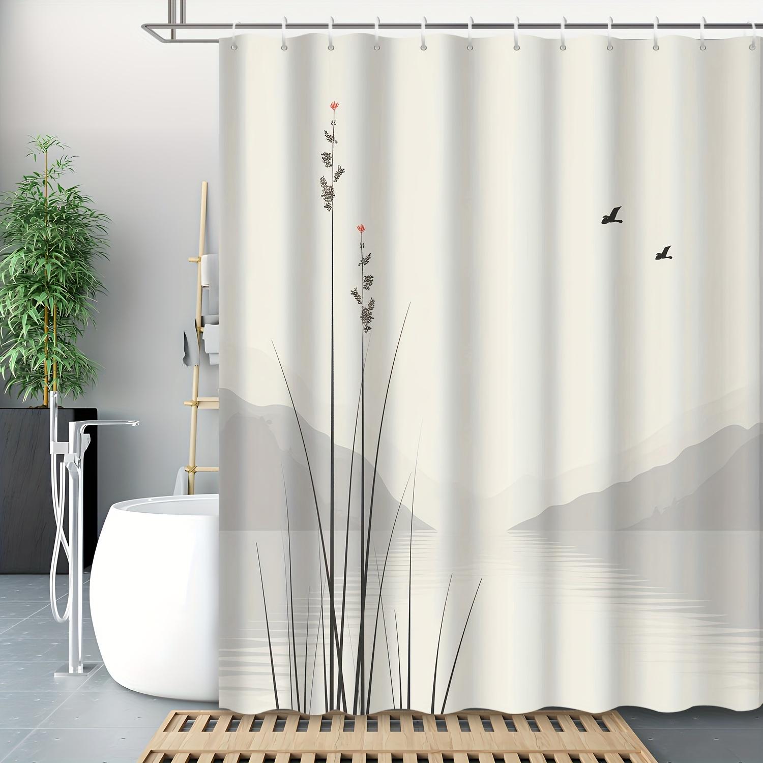 Шторка для душа в стиле дзен с изображением горного пейзажа - Водостойкая W90XH180cm