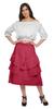 Moomaya Solid Cotton Skirts For Women Knee Length With Lace Belt Ruffle