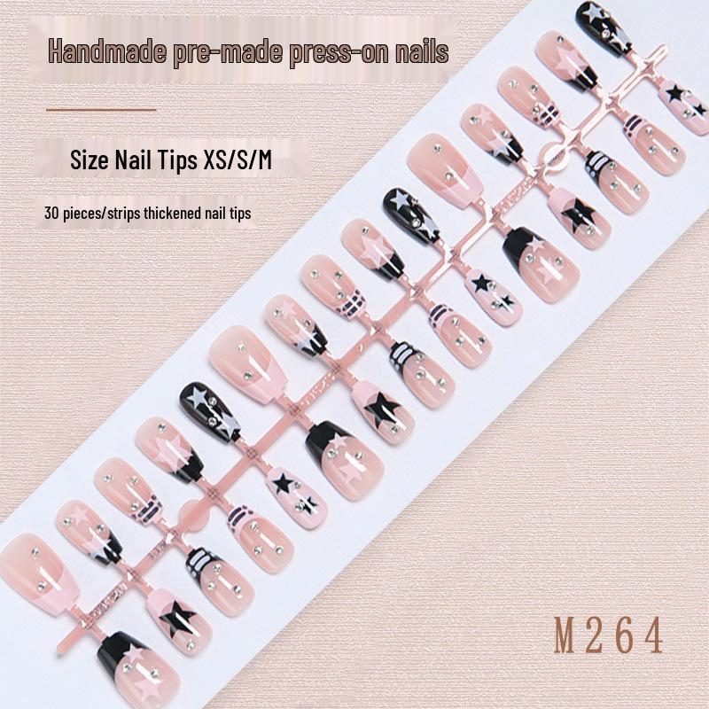 

Sweet Spicy Girl Star Nail Stickers: French Glitter Wearable Tips (30 Handmade Pieces)