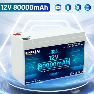 Bateria externa de 12 V 80000 mAh carro alto-falante móvel barco elétrico acampamento bateria de lítio recarregável LED pulverizador de luz BMS