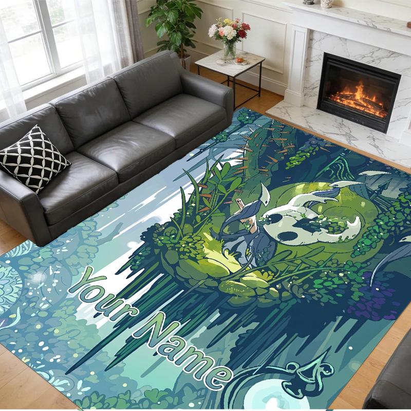 Crystal Velvet Rug Custom Name Text, Soft Non Slip Floor Mat Home DecorHollow Knight