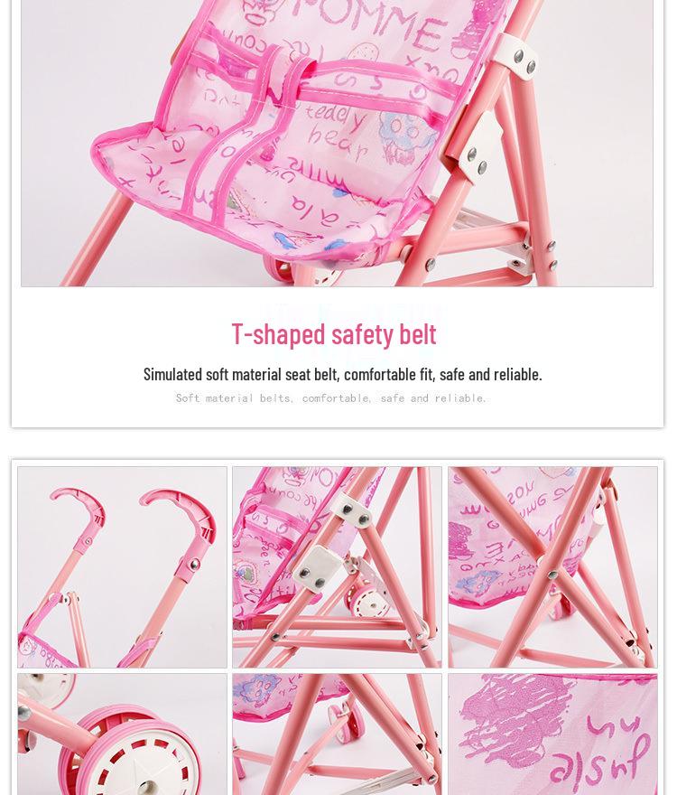 Kids' Pretend Play Folding Stroller and Baby Walker for Girls